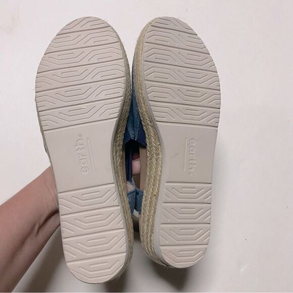 Earth Buran Azalea Wedge Blue Suede Leather Sandals shoes espadrille 9.5 - Picture 7 of 10